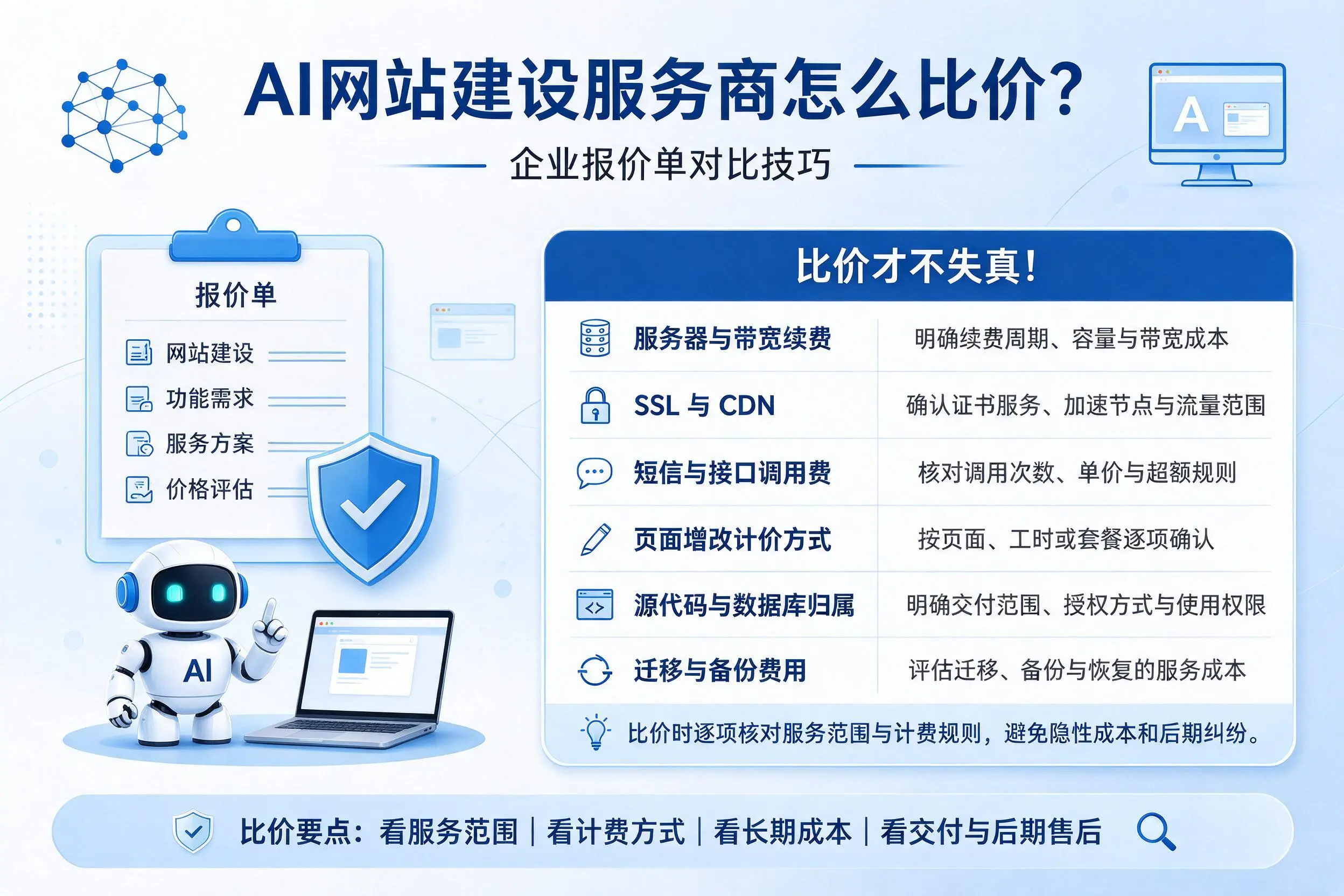 AI网站建设服务商怎么比价?怒江企业报价单对比技巧